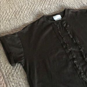 Prada Black Ruffle Short Sleeve T-Shirt